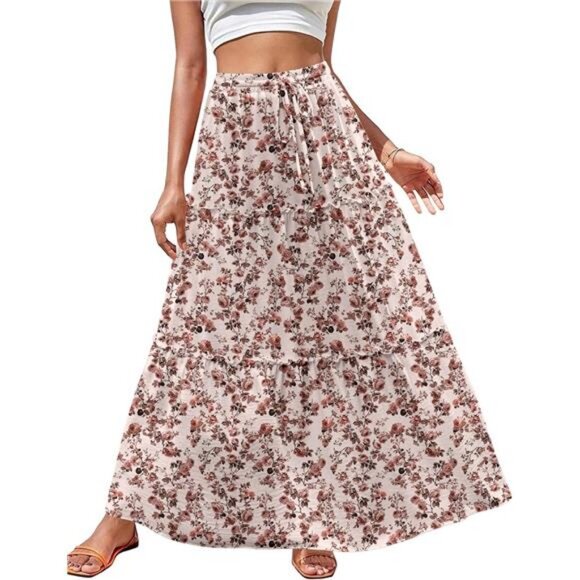 Womens Casual Maxi Skirts for Women 2025 High Waist Boho Skirts Floral - Picture 1 of 6